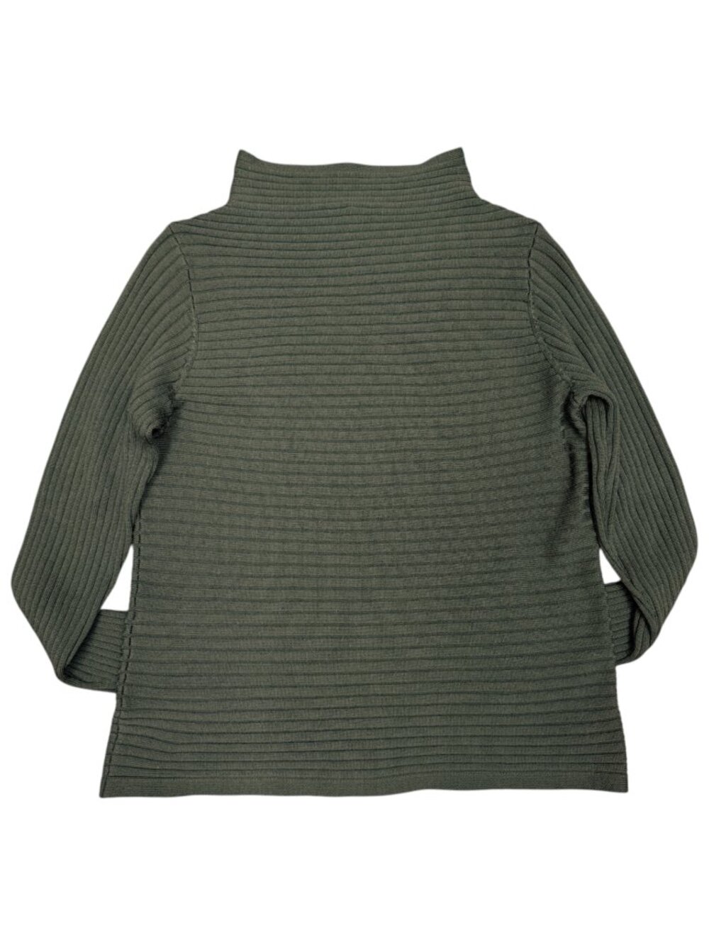 EILEEN FISHER | Ribbed Merino Wool Funnel Neck Sweater | "Woodland" | Size S - Picture 5 of 9
